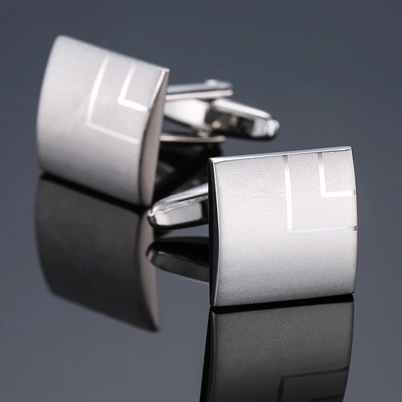 Cufflinks For Men Luxury Silvery Cuffs Retro Metal Cuff Links Mens French Square Button Shirts Business Jewelry Gift For Wedding
