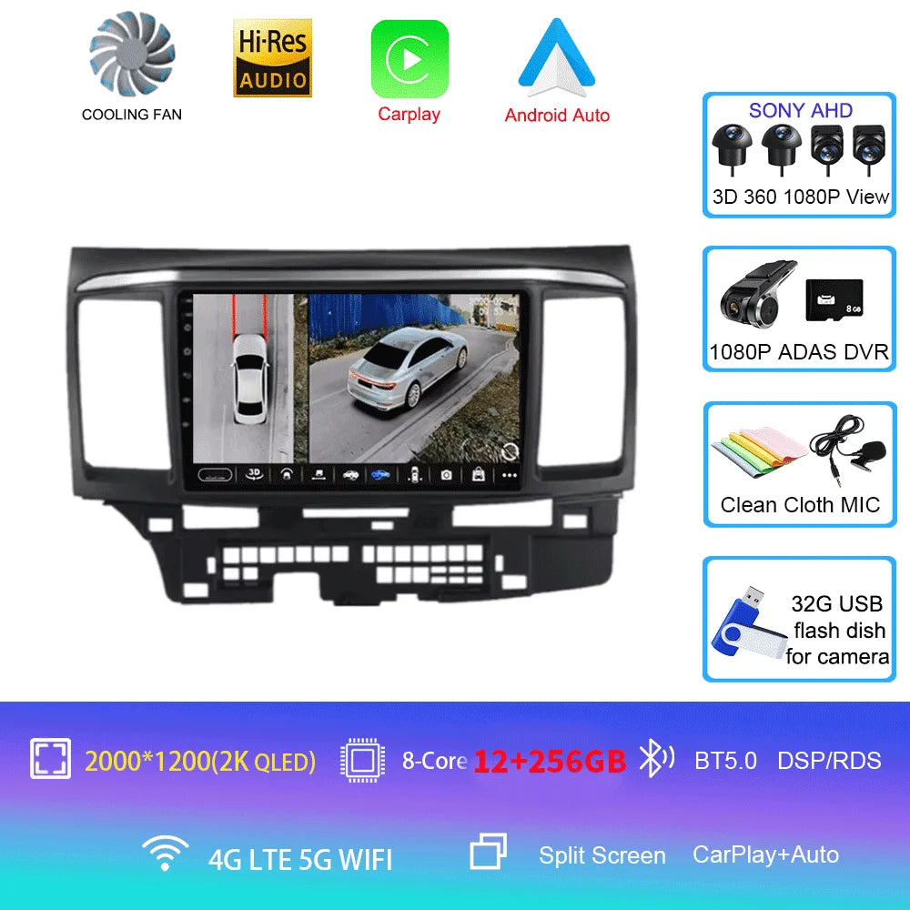 9" Android Car Stereo for Mitsubishi Lancer 9, 10 & X (2008–2016) — CarPlay, Android Auto, GPS, Touchscreen