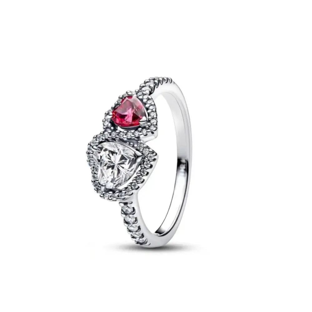 925 Silver Bow Ring – Dainty Pink & Red Stackable Band