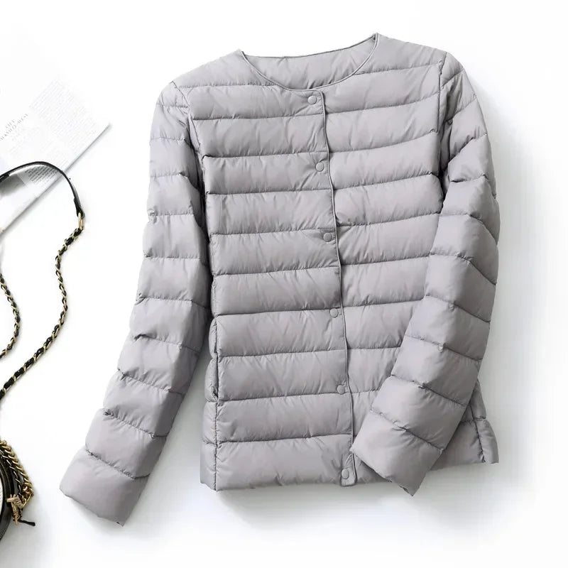 Women's Lightweight Puffer Jacket - Matte Short Winter Coat - photo 12