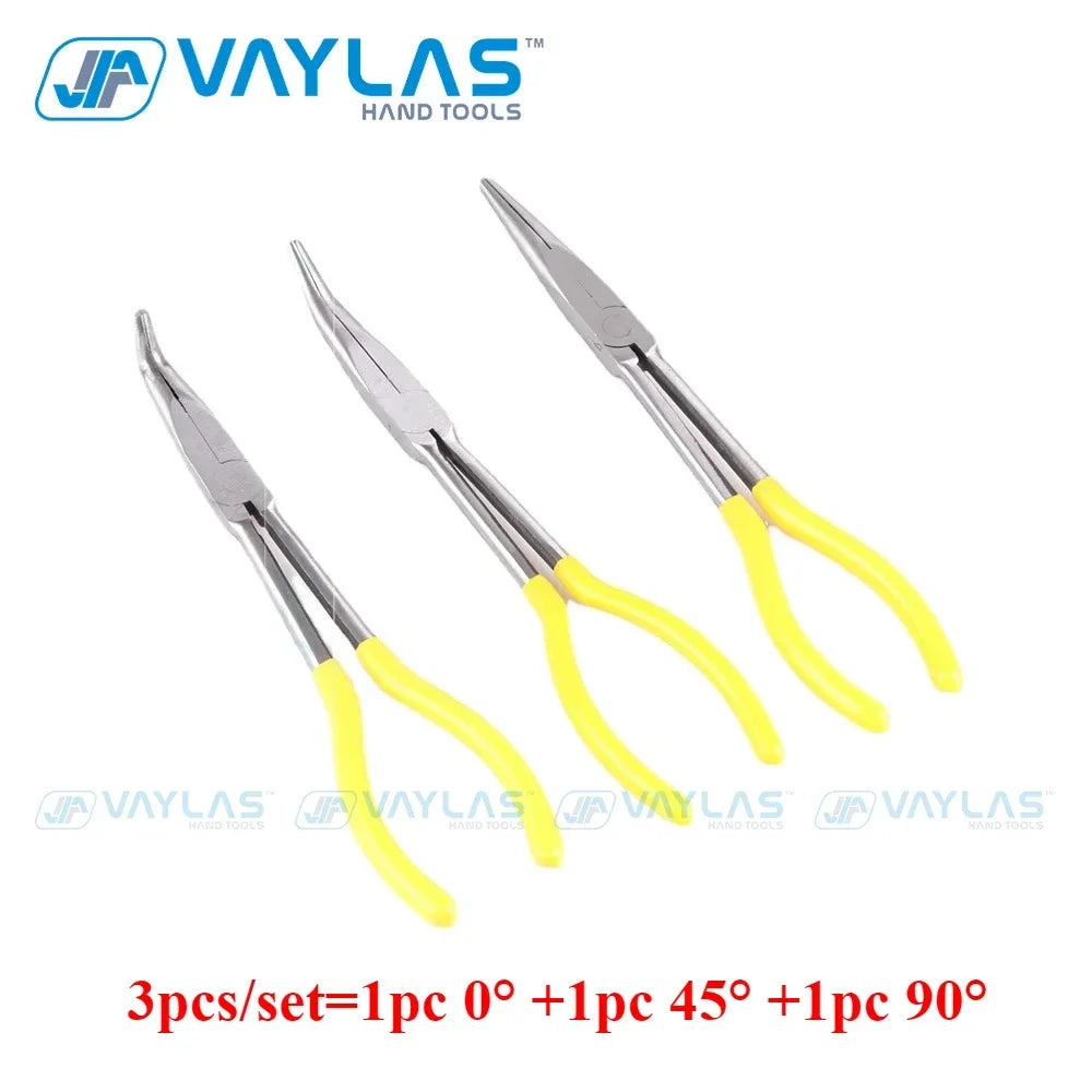 11 Inch Straight Tip 25 45 90 Degree Bent O Shape  Multi-functional Needle Nose Plier Mechanics Hand Tools
