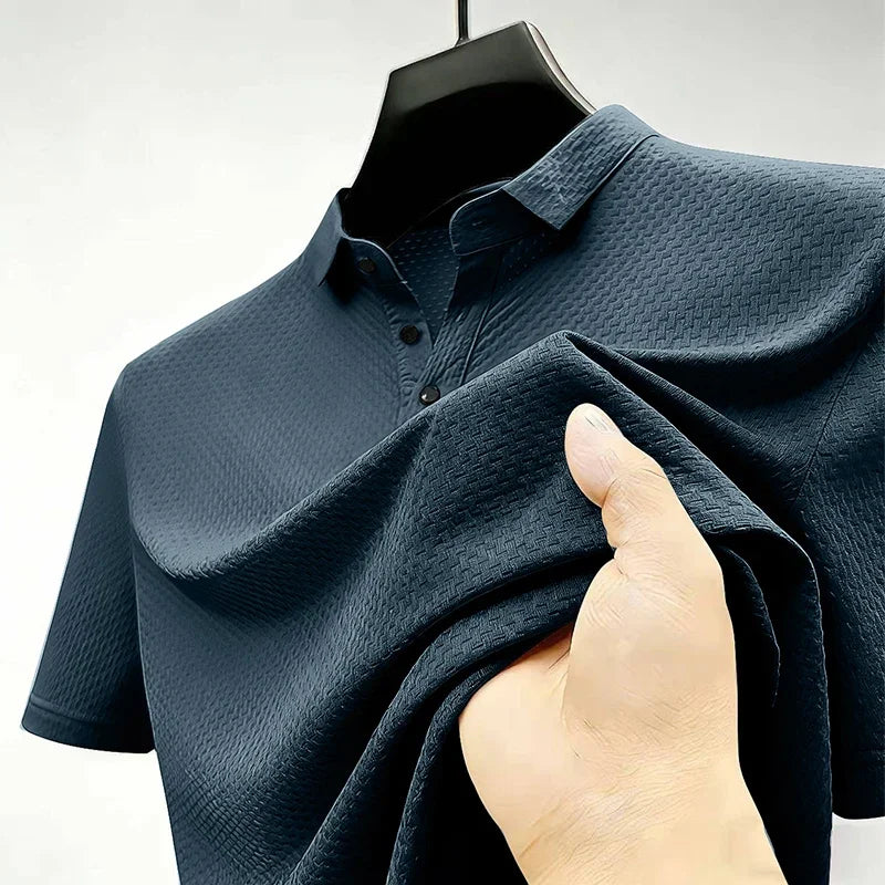 Men's Waffle-Knit Polo - Lightweight Breathable, Summer Base Layer