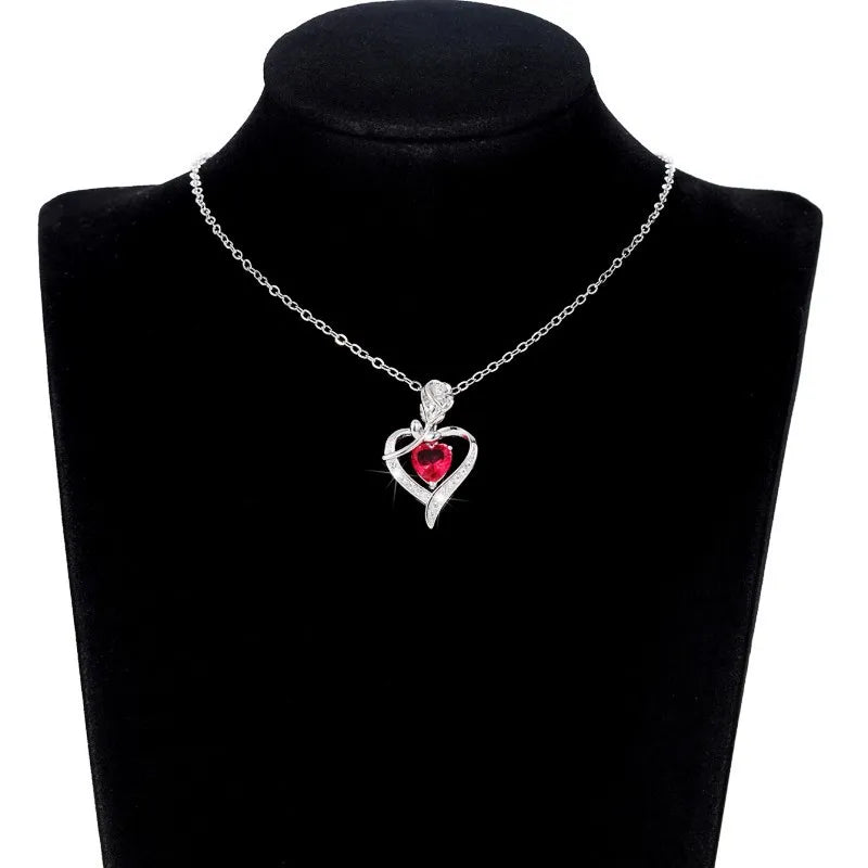 Heart Pendant Necklace for Women – Rhinestone Hollow Design, Mood Tracker, Mother's Day & Best Friend Gift
