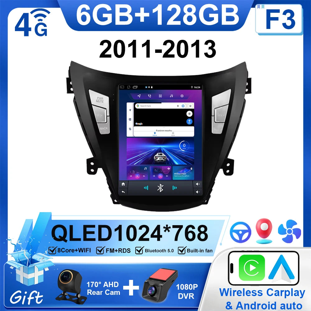 9.7" Car Stereo with Apple CarPlay & Android Auto, Compatible with Hyundai Elantra 5 (2011-2016)