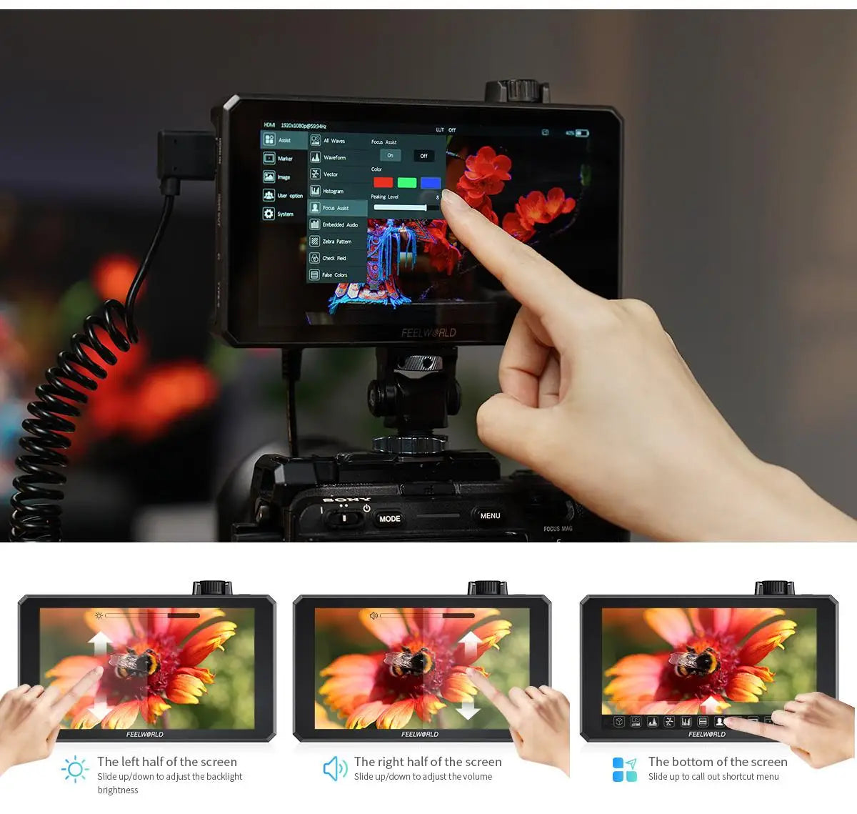 FEELWORLD SC6 6-inch Photography Video Monitor 1500NIT High Brightness 3G SDI HDMI 4K60Hz 1920X1080 IPS Screen Aluminum Shell
