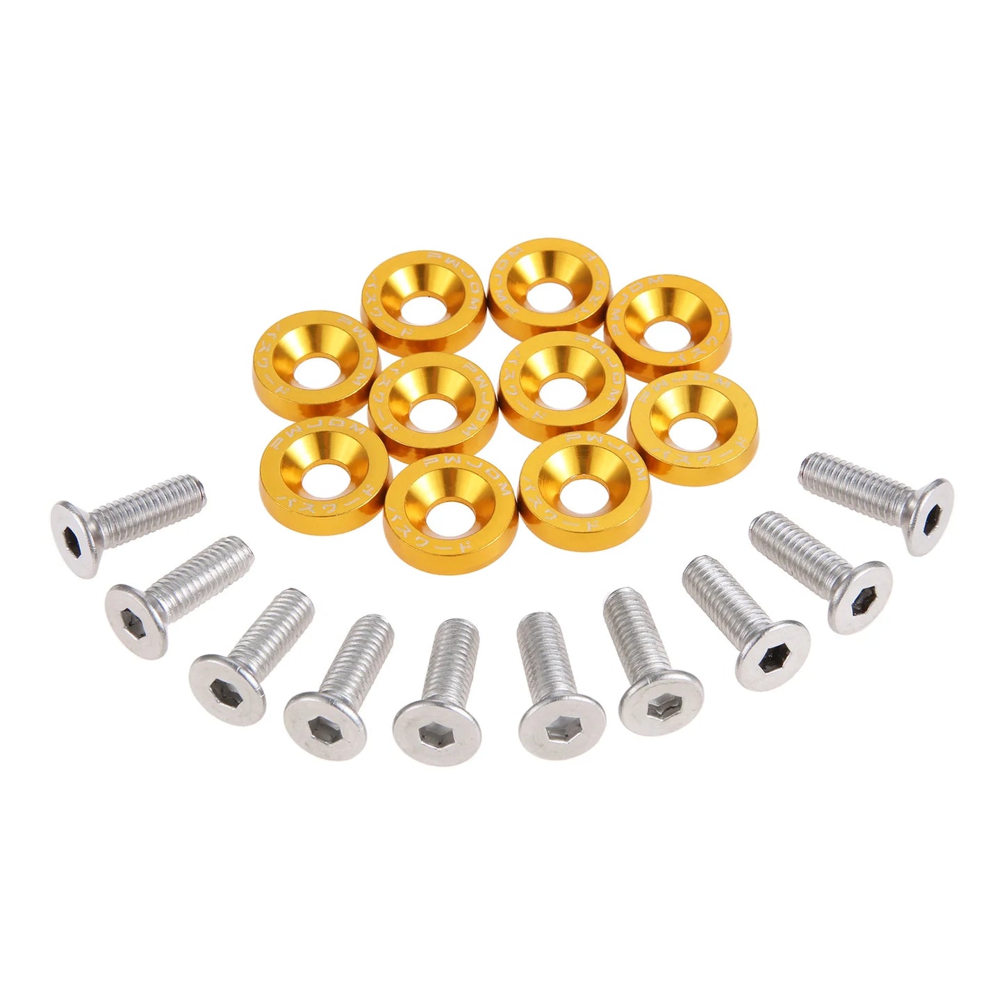 M6 Anodized Aluminum Fender Screw Washers Bolts for Automobile Fender Headlight Bumper Car Modified Fasteners Aluminum