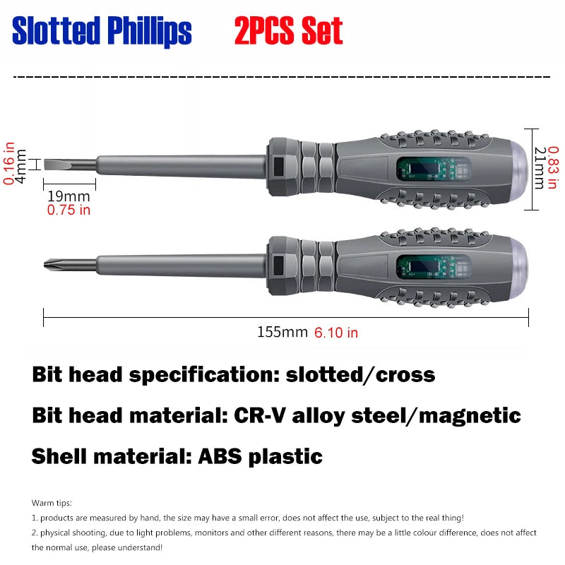 Electric Pen Slotting Phillips Screwdriver Neon Bubble Indication Power Test Tool Insulated Electrical Tools Voltage Tester