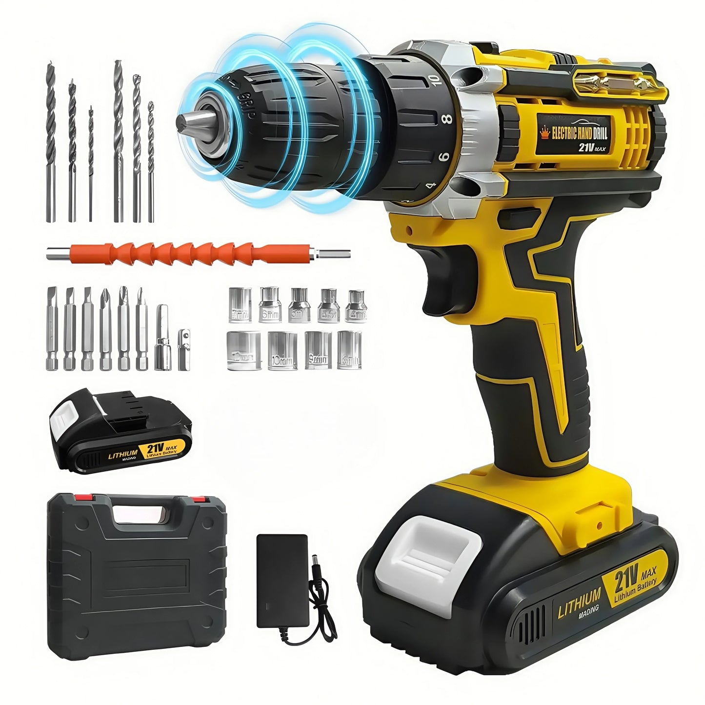 Lithium battery-powered screwdriver, electric screwdriver, electric hand drill, electric impact drill, combo set, home DIY kit