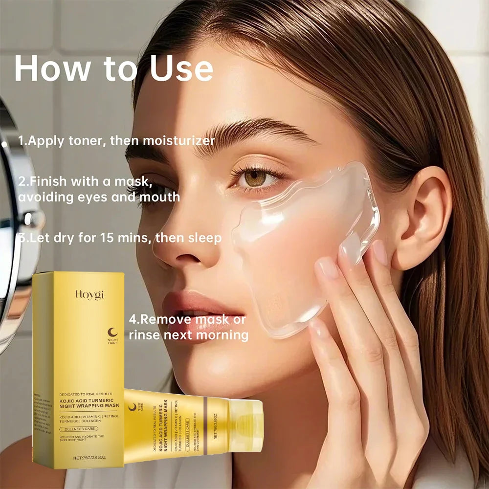 Turmeric Deep Collagen Mask Peel Off Mask Face Anti-Wrinkle Lifting Korean Skin Care Masks Skin Firmness For Nighttime Care, women