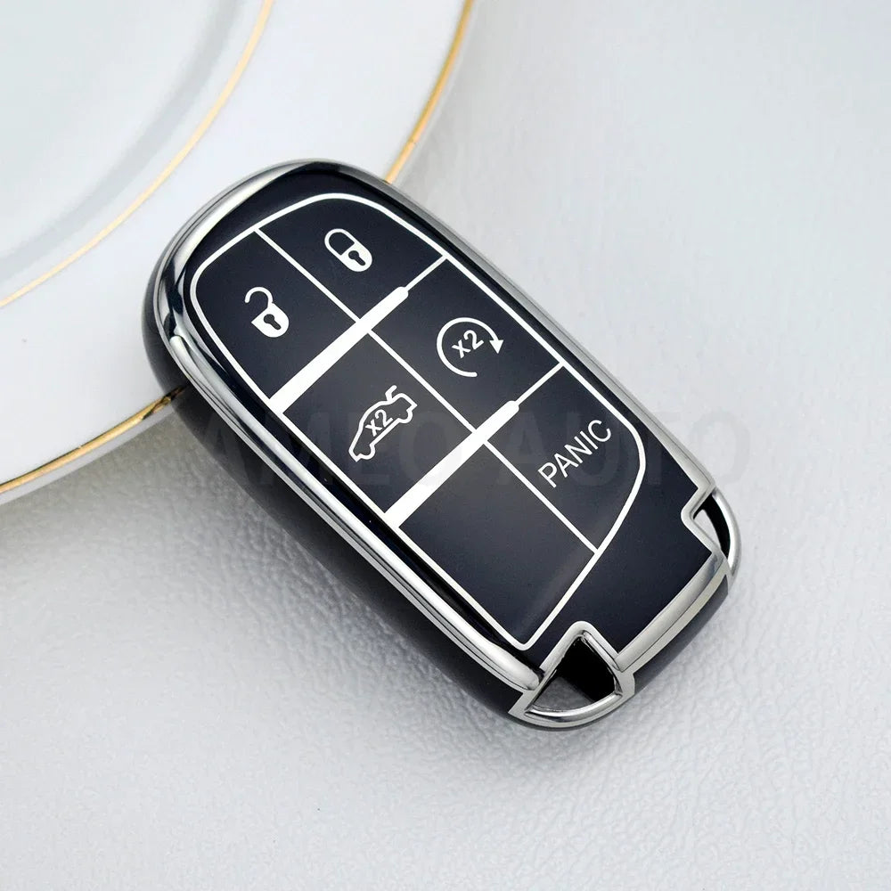 TPU Key Fob Case Cover for Jeep Grand Cherokee, Chrysler 300C, Dodge RAM (5-Button)