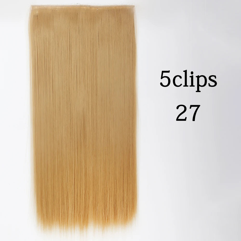 Synthetic 5 Clip In Hair Extensions Long Curly Hairstyle Hairpiece Natural Brown Black 80cm Heat Resistant  Fake Hair For Women