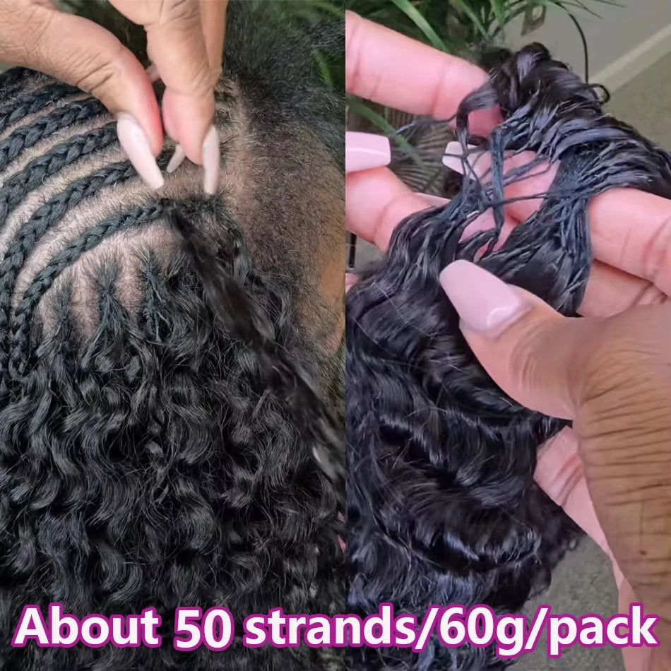 Curly Crochet Human Hair Hair Feather Knotless Pre-Separated Crochet Hair Extensions For Braiding Women Brazilian Human Bundles