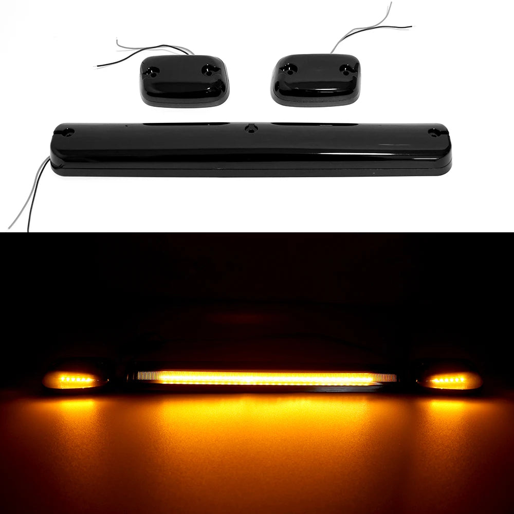 3PCS Smoke Cab Roof Running Amber Side Clearance Dome LED Lights For Chevy Silverado G/M C Sierra 07-13 Auto Warning Drving Lamp