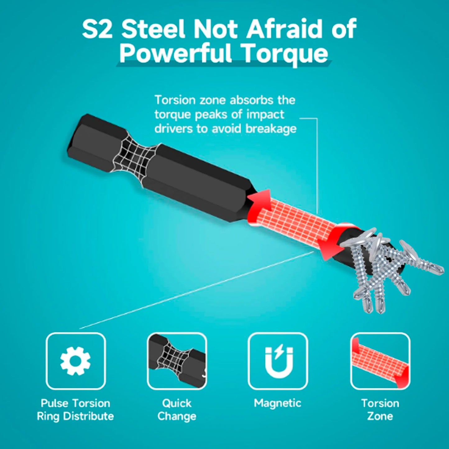 Industrial-Grade Super Strong Magnetic Ph2 Phillips Screwdriver Bits 50mm Set – S2 Alloy Tool Steel Wear-Resistant Electric Drill Bits, Suitable for Impact Drills/Electric Screwdrivers, 5/10/20 Pieces in Lightweight Pouch