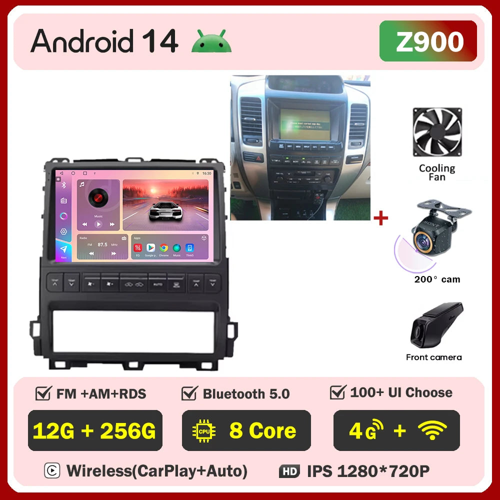 Android Car Stereo for Toyota Land Cruiser Prado & Lexus GX470 (2002–2009) — CarPlay, GPS Navigation, Multimedia