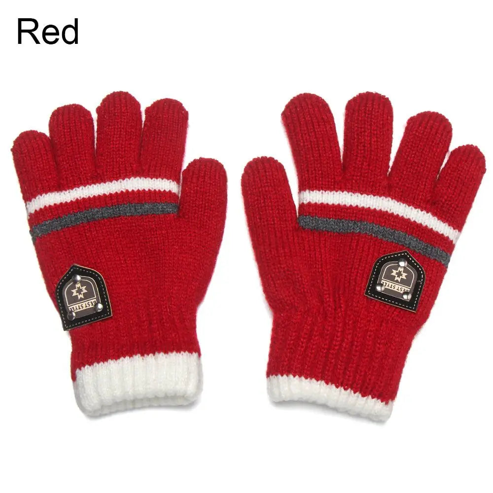 Kids Knitted Full Finger Gloves - Thick Winter Gloves for Ages 6-12 - photo 5