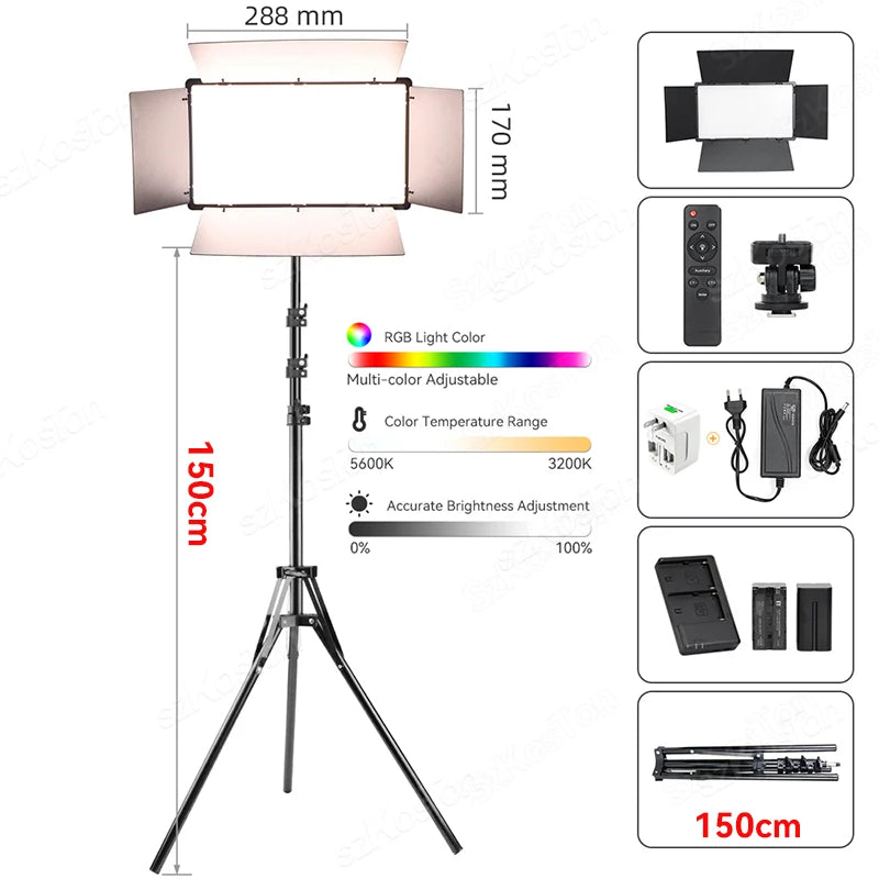 U800 RGB LED Photo Studio Light – Bi-Color 3200K-5600K Panel Lamp for TikTok, YouTube & Game Live
