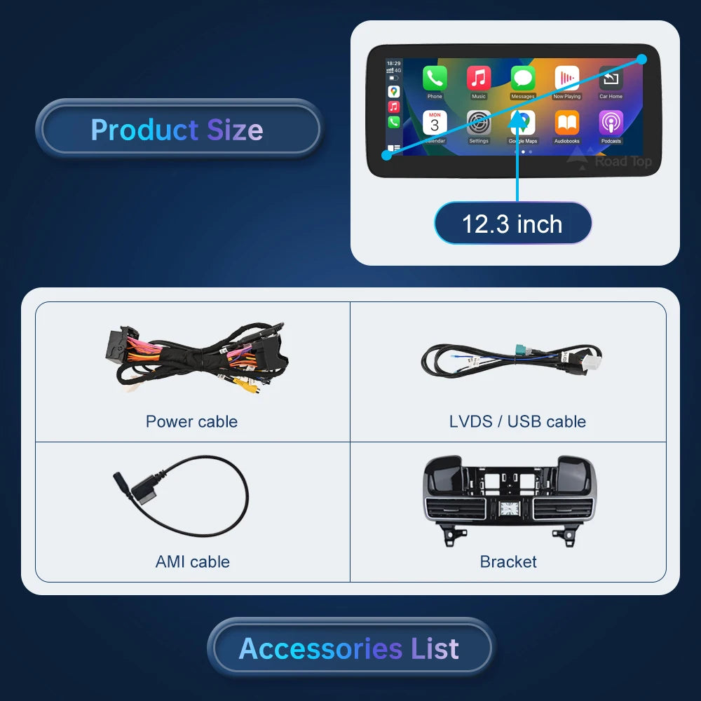 12.3'' Multimedia Display For Benz ML W166 GL X166 GLE GLS 2012-2018 Touch Screen Wireless Carplay Navigation Android Auto