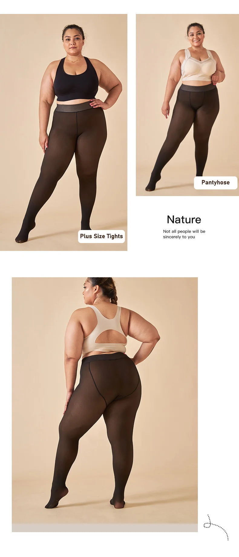 Women's Fleece-Lined Thermal Pantyhose, Sheer Look