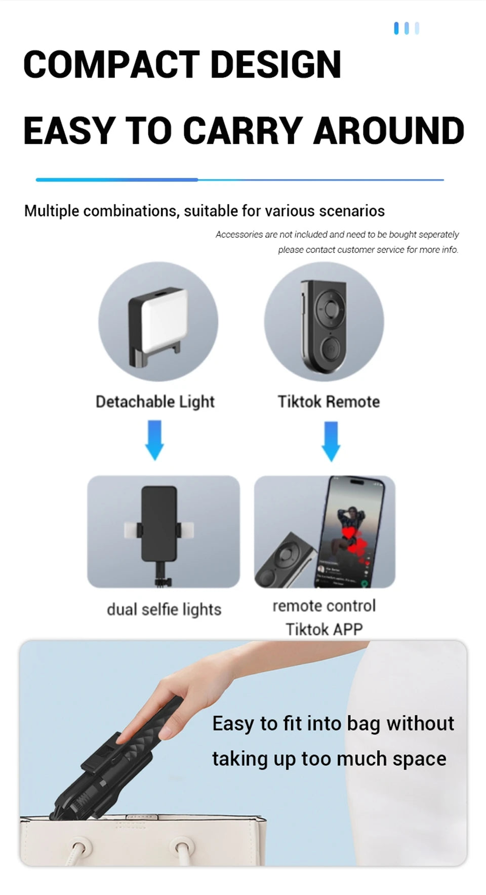 2025 New 1750mm Wireless Selfie Stick Tripod Stand Foldable Monopod With Led Light For Smartphones Balance Steady Shooting Live