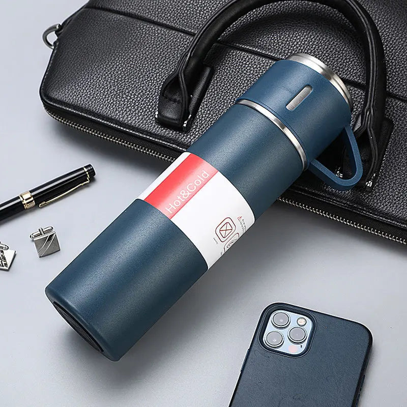 Free LOGO 3 In 1 set of  Thermos Mug Leak_Proof Travel Thermo Cup for Tea Water Coffee Thermo Cafe 500ML Double Stainless Steel