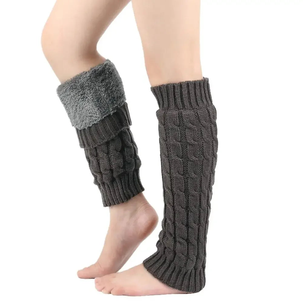 Women's Fleece Lined Knit Leg Warmers - Tall Crochet Boot Covers - photo 11