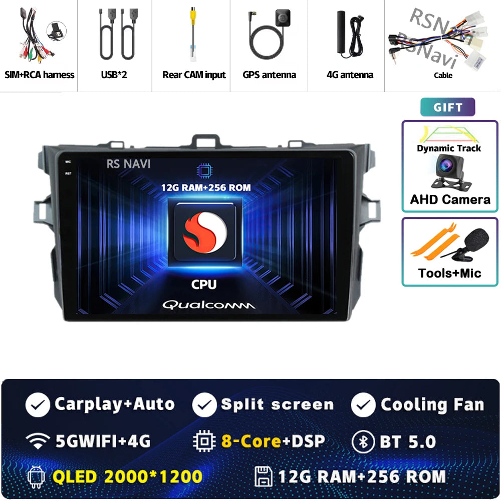 Android 16 Car radio Navigation Multimedia Player For Toyota Corolla 2006 2007 2008 2009 2010 2011 2012 2013 Carplay Auto Stereo