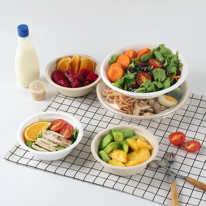 50PCS Disposable White Pulp Bowls – 100% Biodegradable, Microwave & Freezer Safe | 11.5x4.5cm