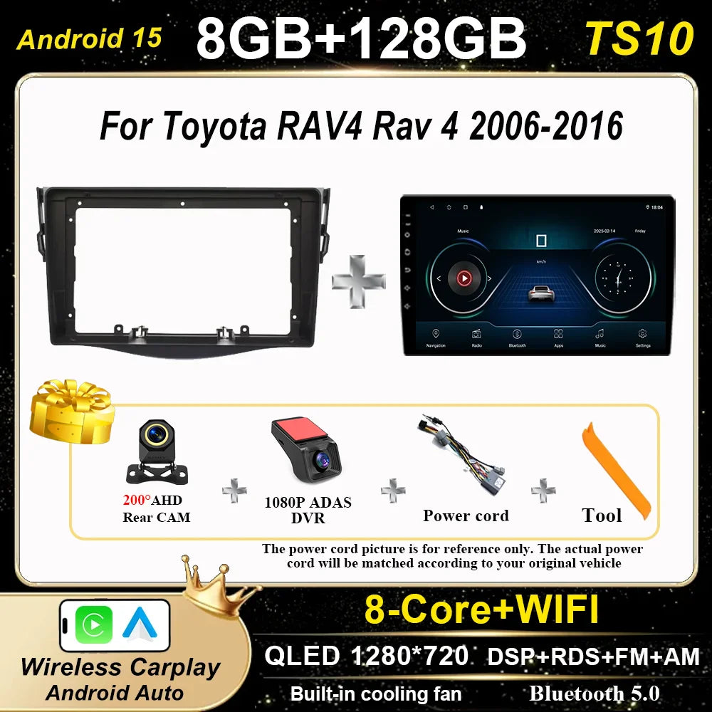 Android Auto Car Radio For Toyota RAV4 Rav 4 2006-2016 Navigation Player Multimedia Carplay Touch Screen 2Din Stereo Head Unit