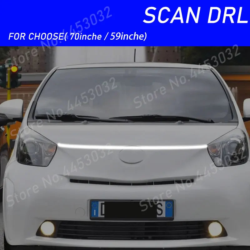Daytime Running Light LED White DRL For Toyota iQ Car Hood Ambient Lamp Scan Starting Strips Flexible 12V