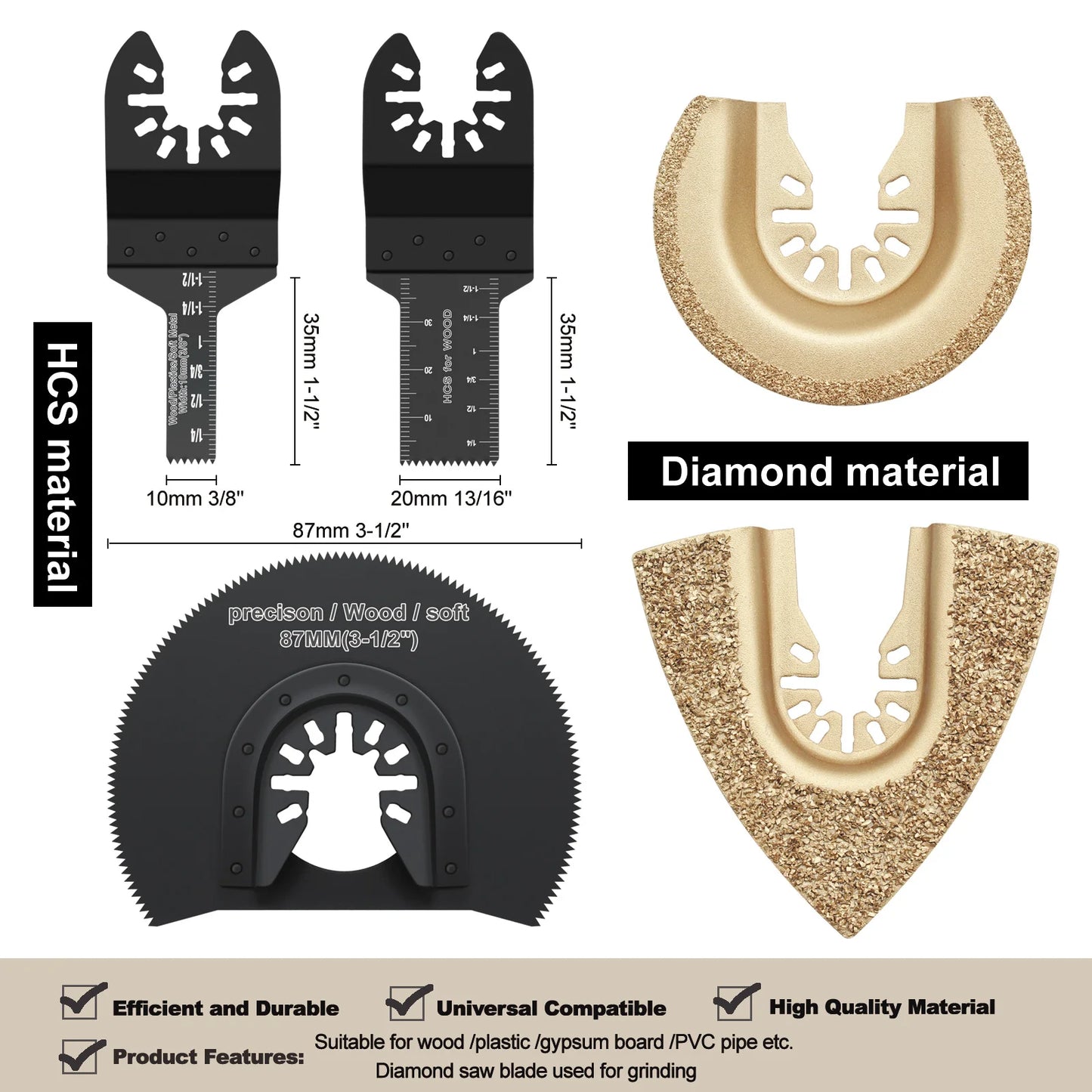 Japanese Tooth Carbide Oscillating Saw Blade Kit 10-39Pcs Arc Edge Oscillating Multitool Blades Precise Cut for Wood PVC Iron