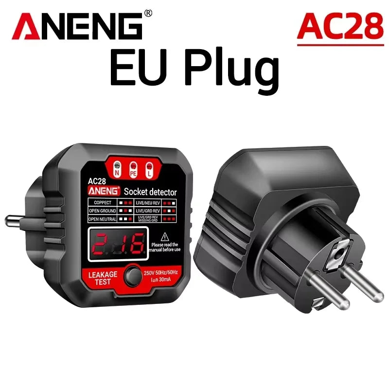 ANENG AC28 Digital Socket Power Tester Smart 50Hz/60Hz Zero Line Phase Circuit  Breaker Finder Check Voltage Tester EU/US Plug