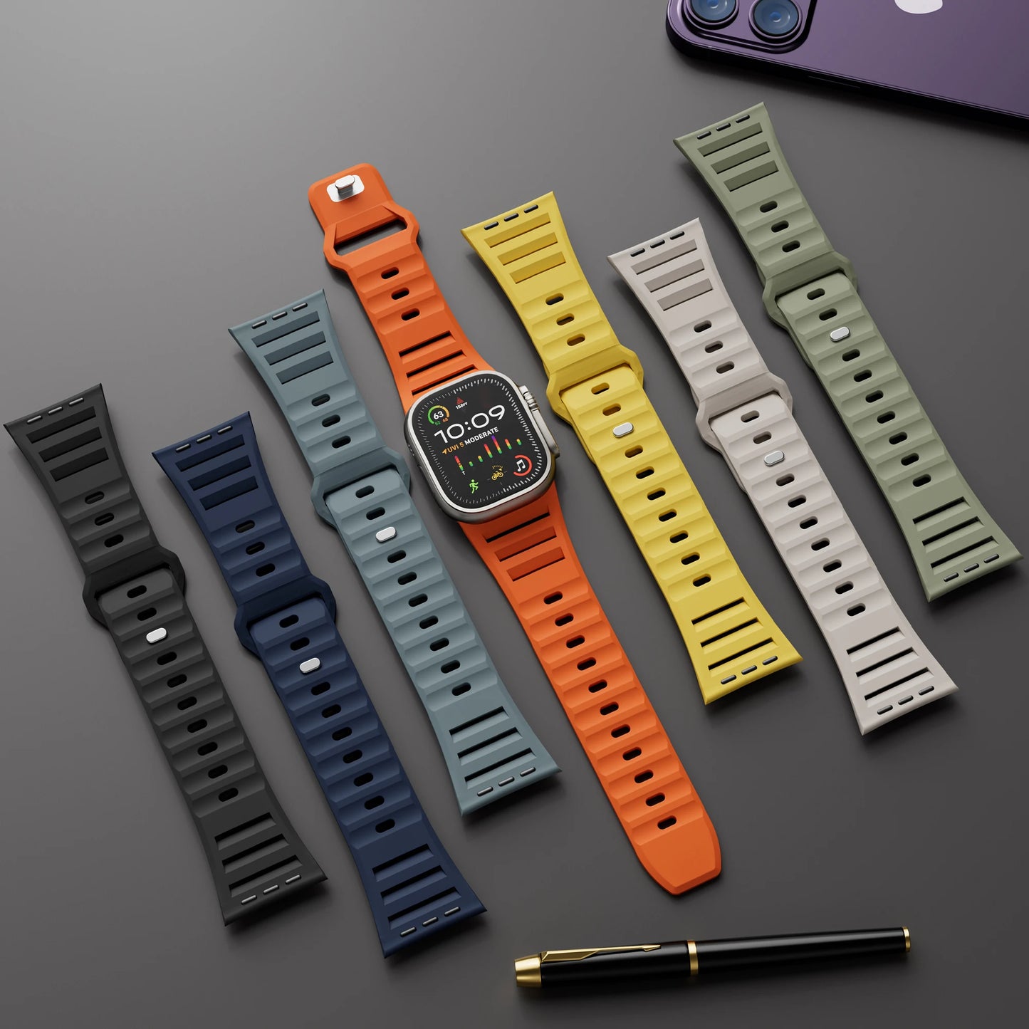 Silicone Strap for Apple watch ultra 2 3 band 49mm 45mm 44 mm 42mm 46mm accessories correa bracelet iwatch 11 10 9 8 7 6 SE 5 4