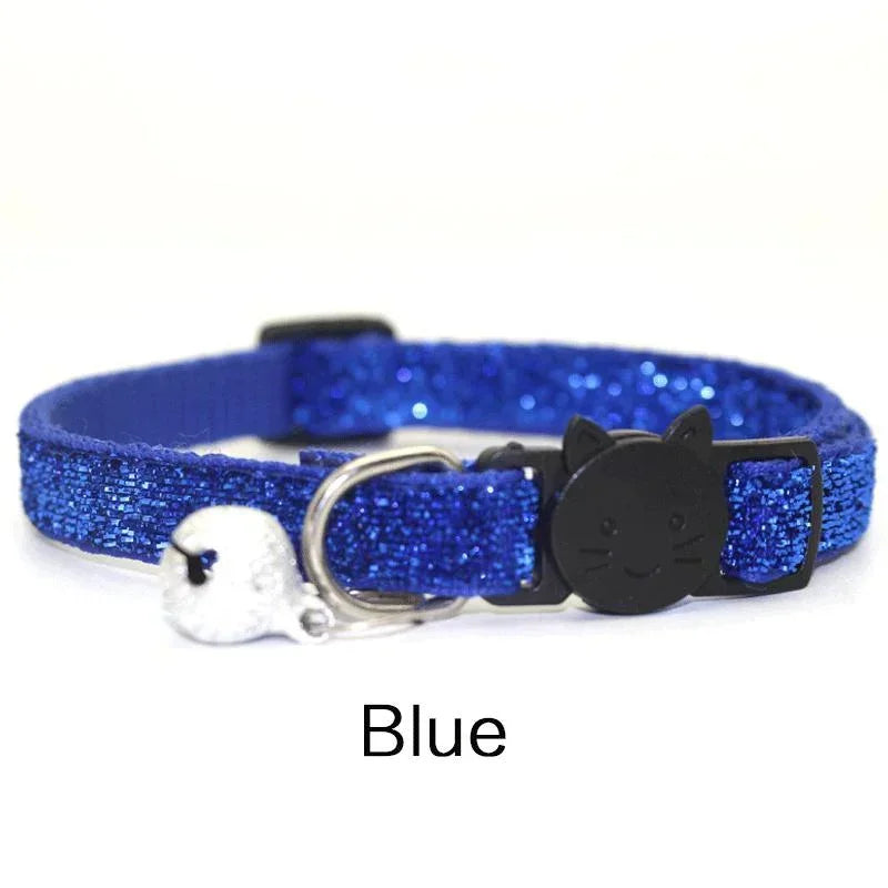 Glitter Velvet Cat Collar with Bell - Cat Face Safety Buckle – photo 8