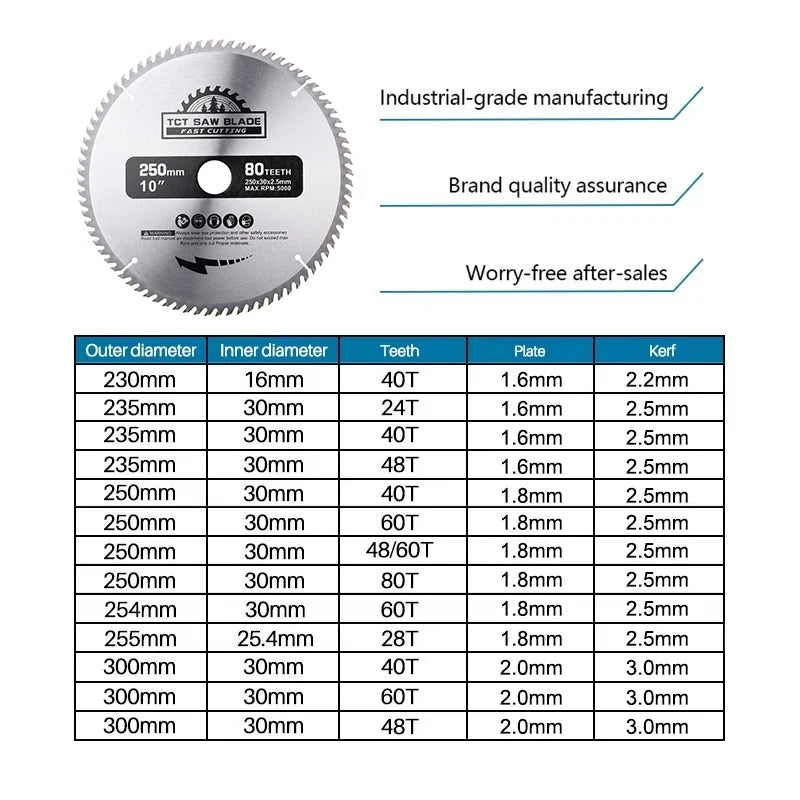 XCAN TCT Wood Saw Blade — 230–300mm Carbide Circular Cutting Disc