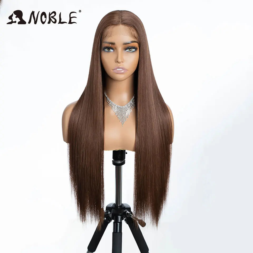 Noble Cosplay Long Straight Synthetic Lace Front Wigs For Women 30 Inch Middle Part Synthetic Lace Wig High Temperature Fiber