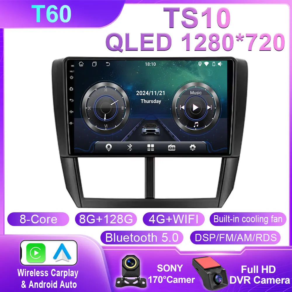 9" Android Car Stereo for Subaru Impreza GH/GE (2007–2011) — Wireless CarPlay, Android Auto, GPS, 4G, WiFi