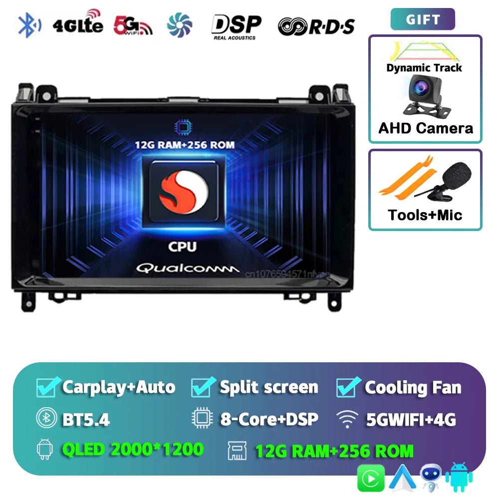 Android 16 For Benz Sprinter Volkswagen Crafter 2006 - 2016 2K QLED Android Car Radio Multimedia Video Player GPS stereo CarPlay