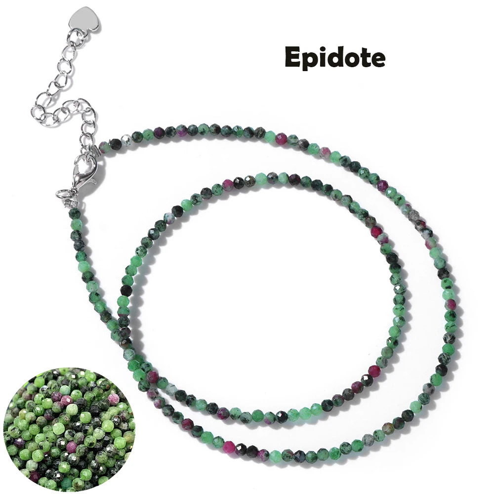Mini Gem Stone Beaded Necklace 2mm Faceted Natural Agat Quartz Female Fashion Party Choker for Women Girl Jewelry Gift Wholesale
