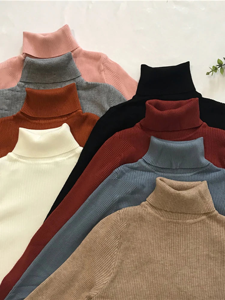 Women's Korean turtleneck sweater, slim knit — view 2 of 20