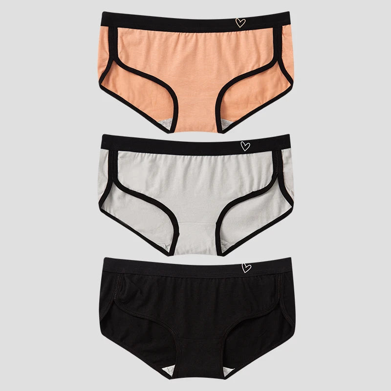 BANNIROU 3-Pack Cotton Briefs – Breathable Low-Rise Panties