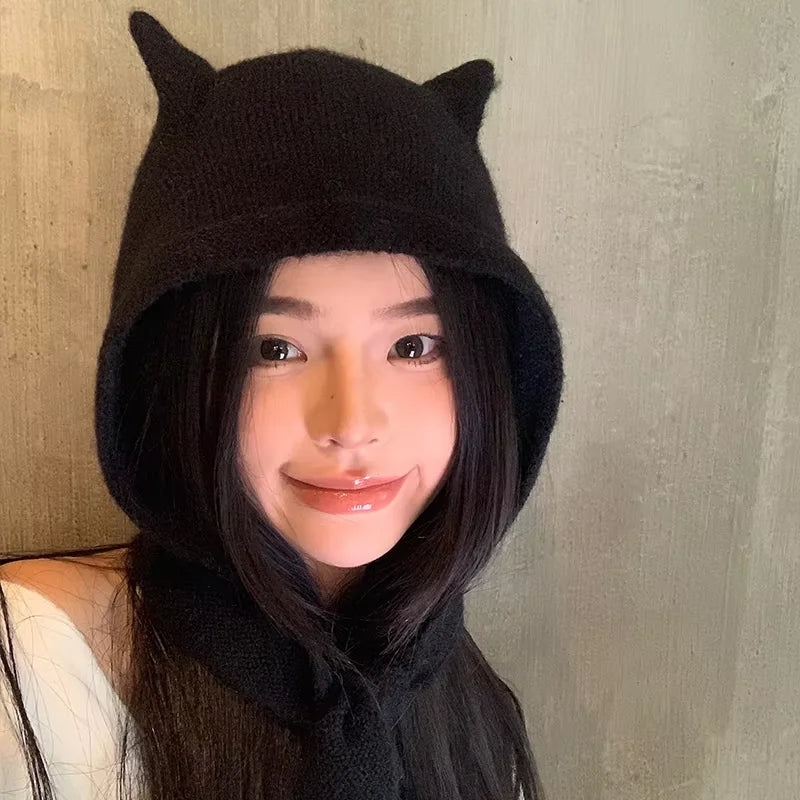 Women's Knit Balaclava Scarf Hat, Warm Winter Hood