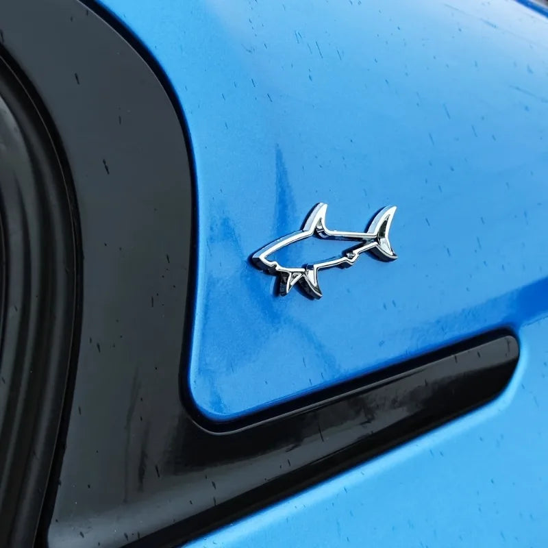 3D Metal Car Shape Sticker Hollow Shark Badge Decal for Car Trunk Motorcycle Decoration Accessories