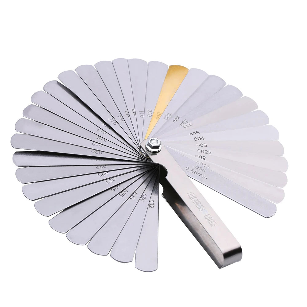 32 Blades Feeler Gauge Set Stainless Steel Dual Marked Metric and Standard SAE Valve Thickness Gauge Gap Measuring Tool