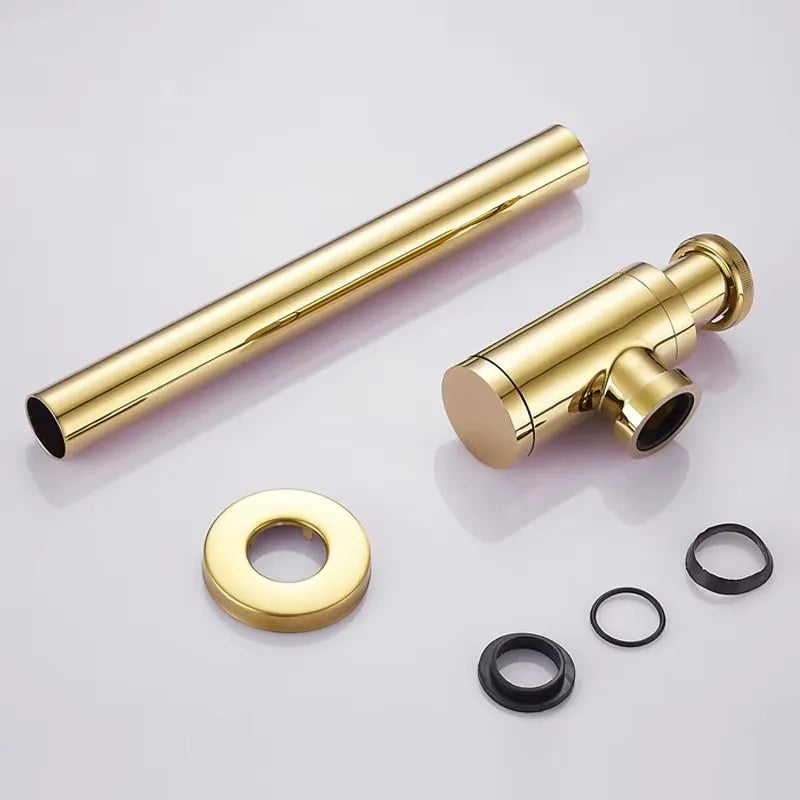 Wash Basin Bottle Plumbing P-Trap Bathroom Sink Siphon Drain Sewer Pipe Kit Luxury Matt Black High Quality Brass Body