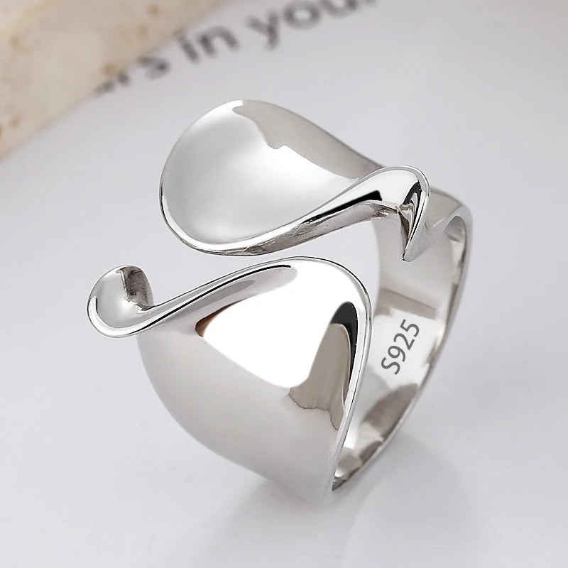 PANJBJ 925 Sterling Silver Hollow Out Rings For Women Three Layered Cross Punk Irregular Vintage Jewelry Gift Dropshipping