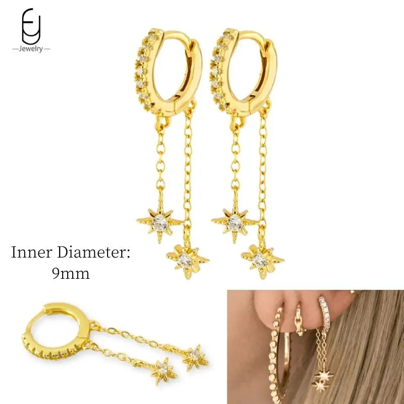 925 Sterling Silver Crystal Drop Earrings for Women - Heart & Flower Studs