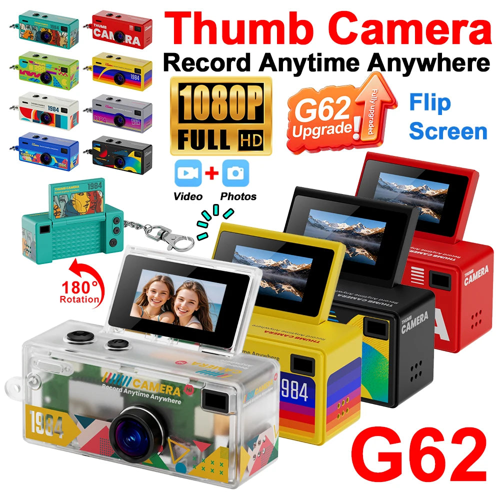 G62 Retro Keychain Camera — 1080P Kids' Camera with Flash