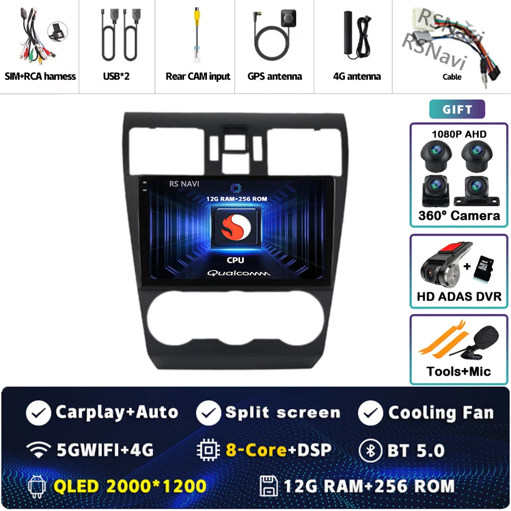 Android 16 For Subaru Forester WRX XV 2012 - 2018 2K QLED Stereo Car Radio Multimedia Video Player GPS 4G CarPlay