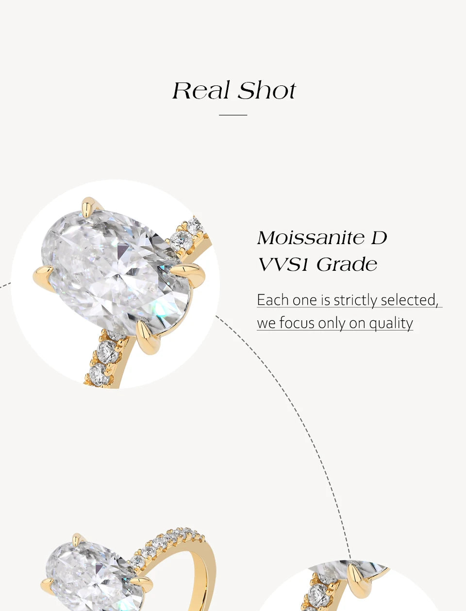 ATTAGEMS Oval Cut 3.0CT All Moissanite Rings forWomen 925 Sterling Silver Gold Plated Engagement Ring Fine Jewelry Drop Shipping